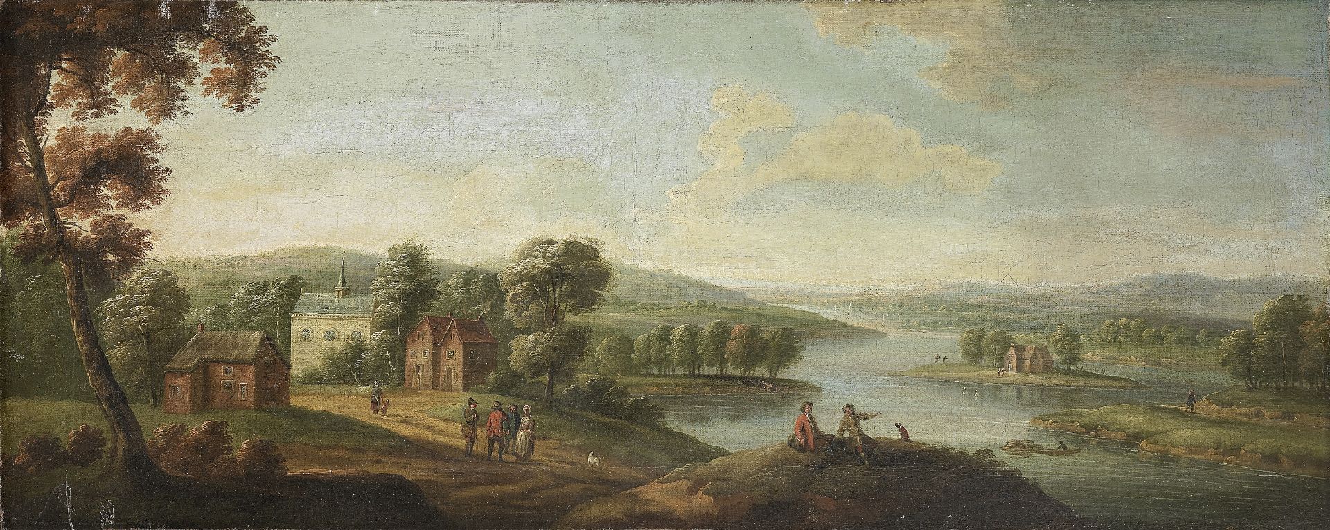 Follower of Peter Tillemans (Antwerp 1684-1734 Norton) A wooded landscape with figures by a river