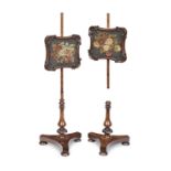 A pair of William IV mahogany pole screens in the manner of Gillows (2)