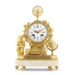 A small late 18th Century French gilt bronze figural mantel clock the dial signed Noel Fils, A ...