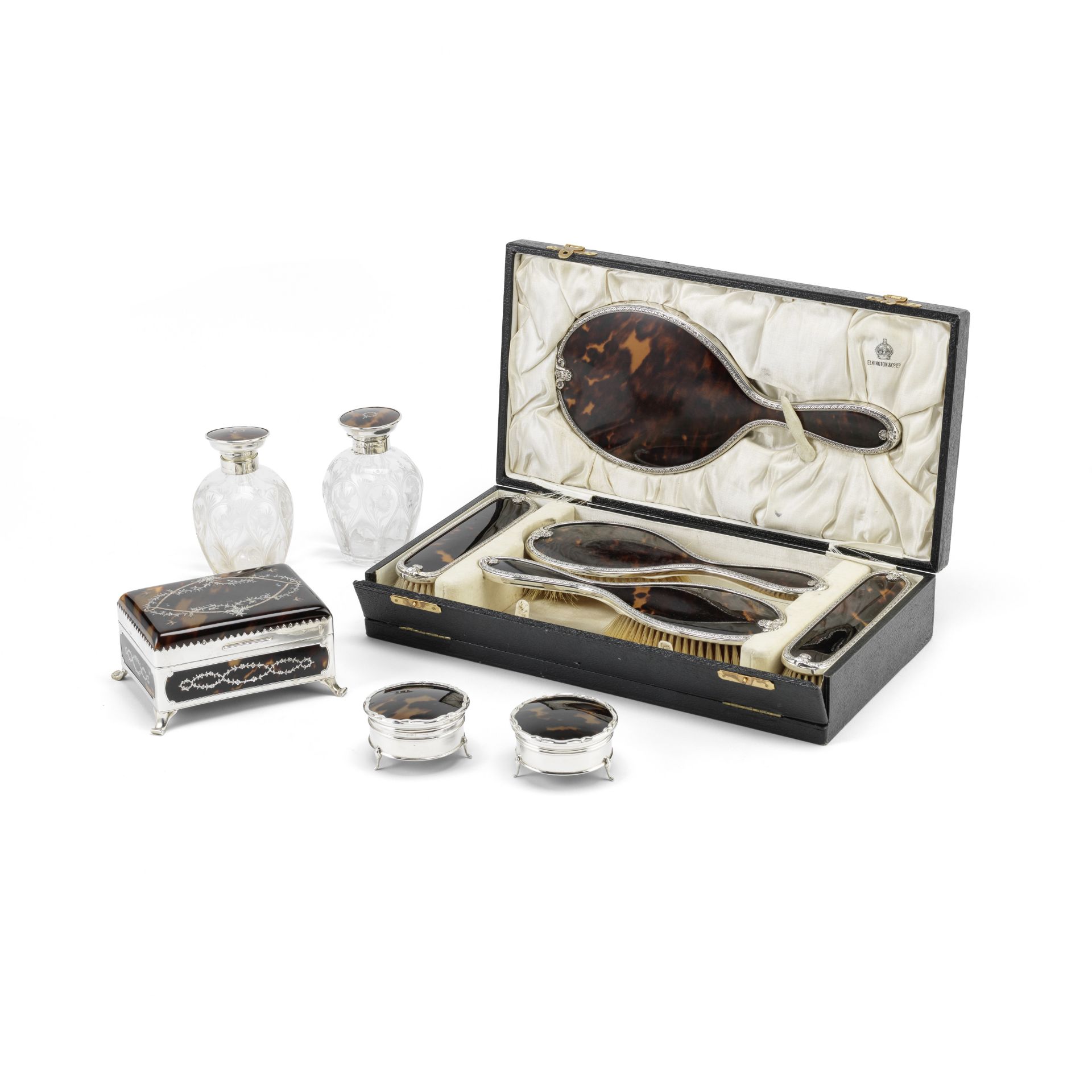 An Edwardian silver and piqu&#233; tortoiseshell casket Henry John & Albert Edward Batson, Londo...
