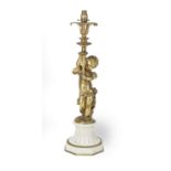 A 19th century French gilt bronze figural lampbase