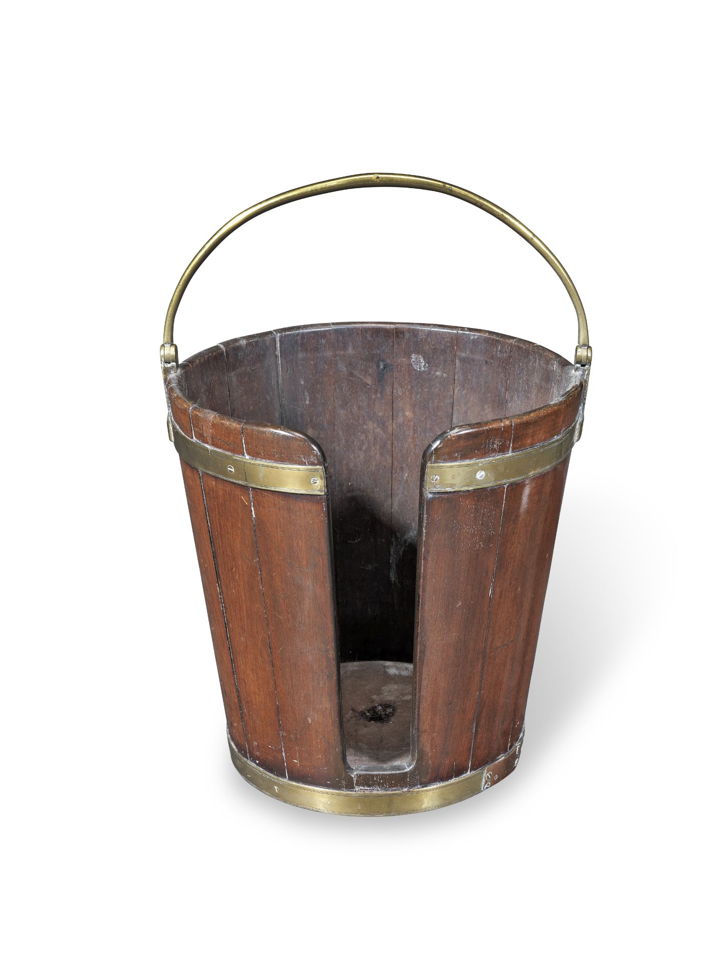 A George III mahogany and brass banded plate bucket