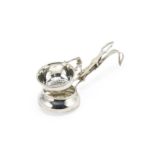 A mechanical silver tea strainer Philip Hanson Abbot, London 1912, also stamped ASPREY LONDON