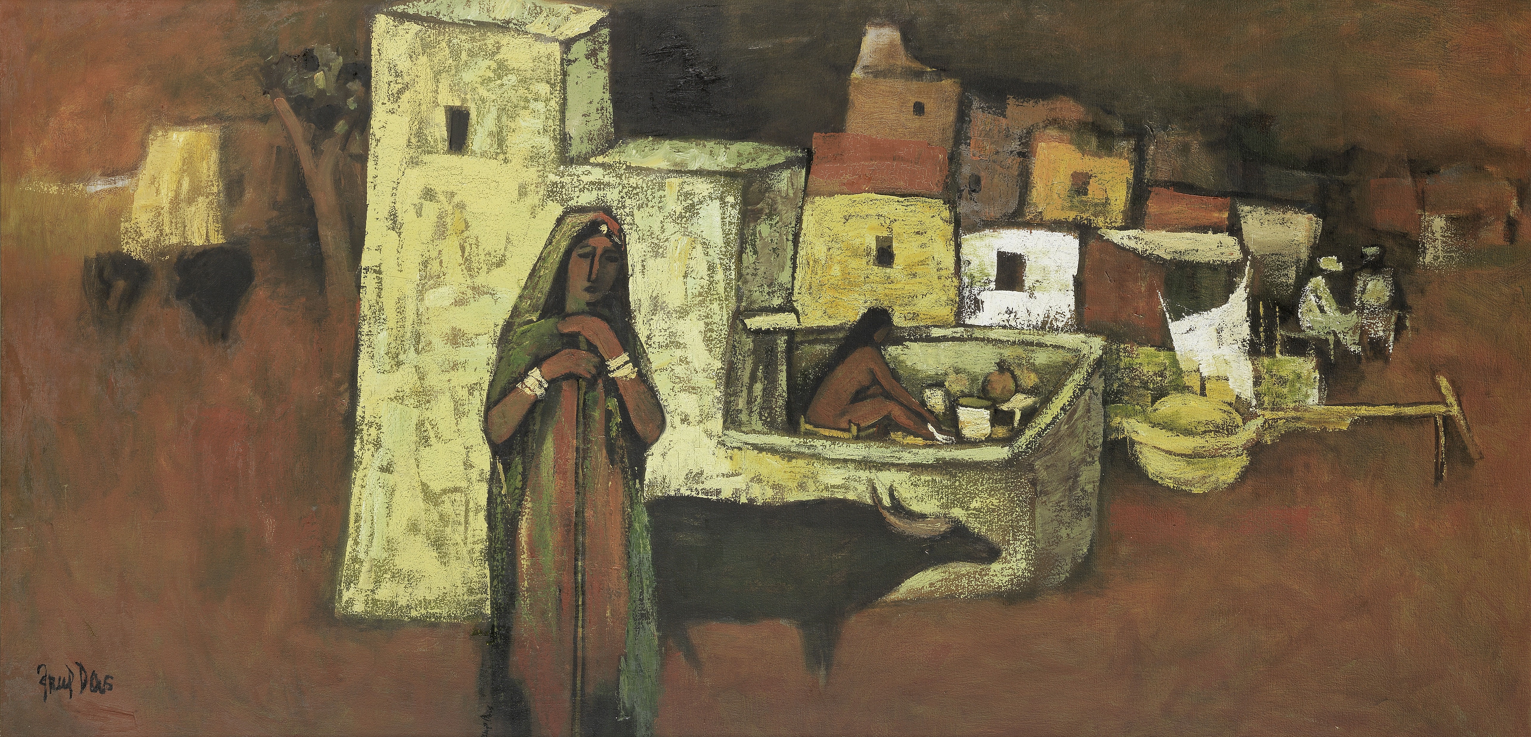 Arup Das (Indian, 1924-2004) Untitled (Villagers)