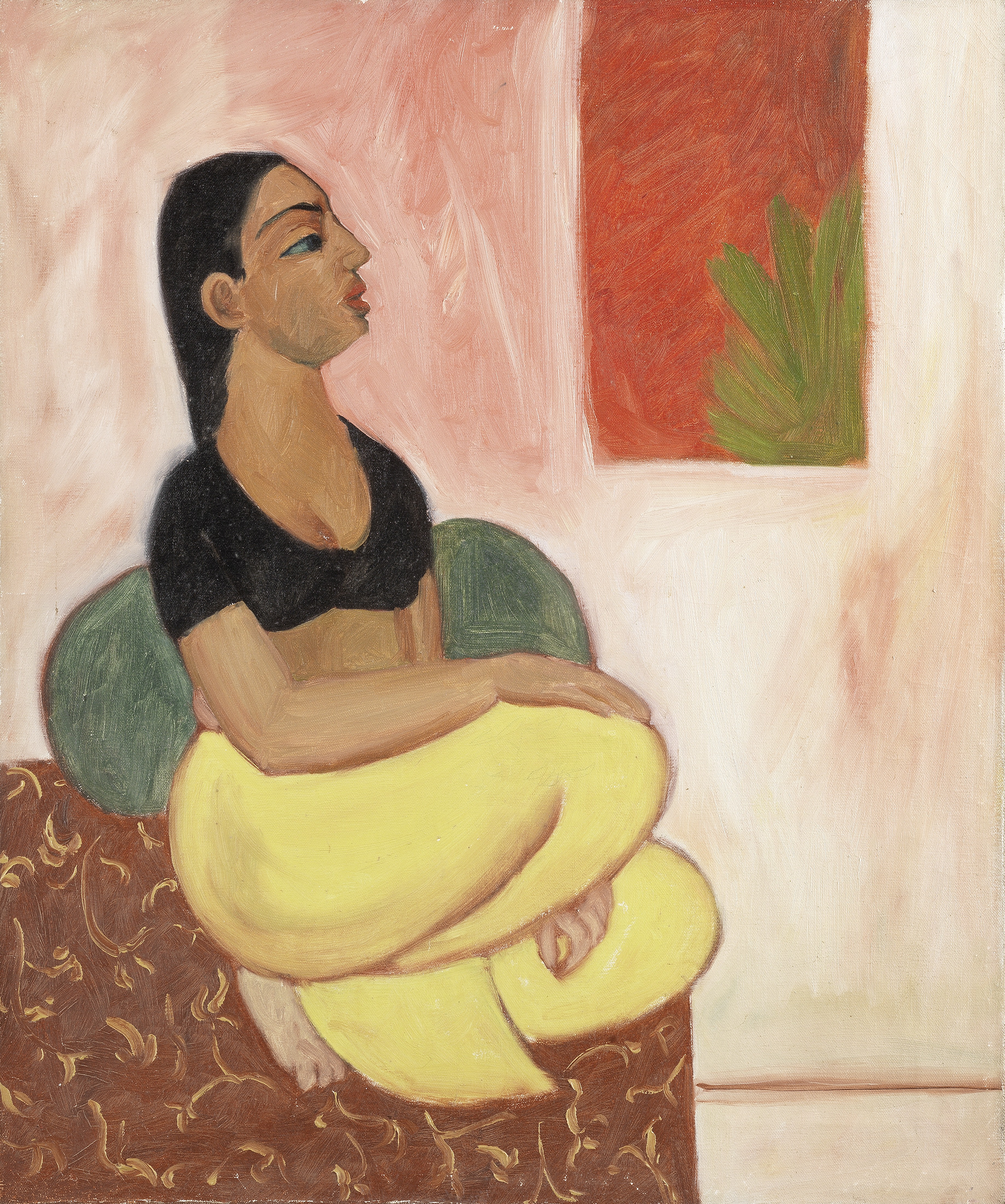 Sudhir Patwardhan (Indian, b. 1949) Woman in black blouse (gallery label on reverse of canvas)