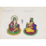 AN ALBUM OF FIFTY-NINE WATERCOLOUR PAINTINGS OF SIKH SUBJECTS, INCLUDING MAHARAJAH RANJIT SINGH, ...