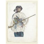 Mir Alam, a Koh-i-stan Afghan bandit, heavily armed James Rattray (British, fl. 1840-50), before ...