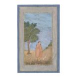 A dervish wandering in a landscape with a dog Mughal, first half of the 17th Century