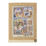 A fine and unusual double-sided album page from the Imperial Mughal Library during the reign of t...