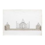 The Taj Mahal viewed from the river Delhi or Agra, circa 1820-30