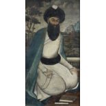 An Imam, seated at a balcony with a landscape beyond Qajar Persia, mid-19th Century
