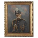 A portrait of Muzaffar al-Din Shah Qajar (reg. 1896-1907), by Sayyid Husain, known as Mir Musavvi...