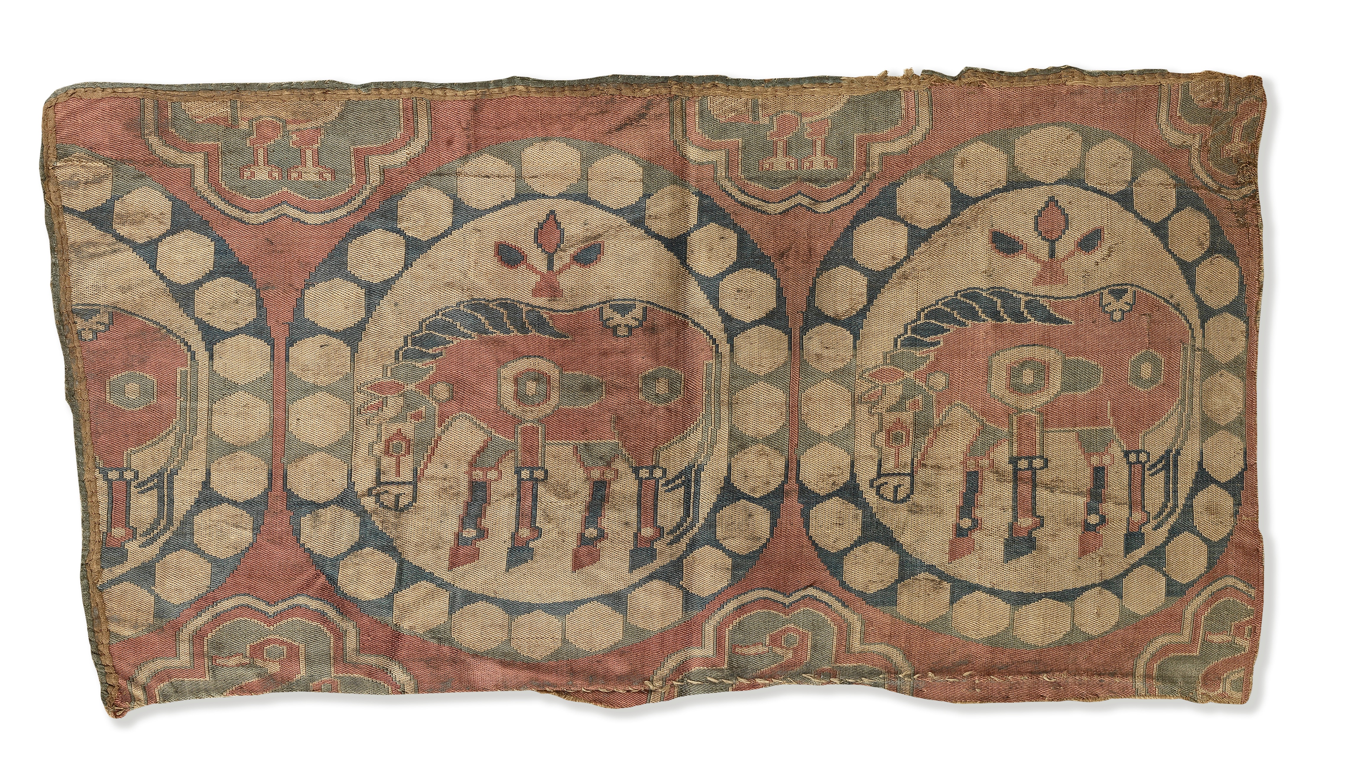 A Sogdian silk samite fragment with horses Central Asia, 7th-9th Century