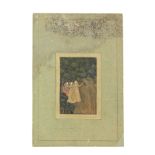 Maidens with fireworks in a forest grove, probably during the festival of Shab-barat Mughal, Nort...