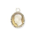 18TH-19TH CENTURY HARDSTONE CAMEO AND ENAMEL PENDANT