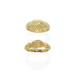 TWO GOLD FEDE RINGS, LATE 19TH - EARLY 20TH CENTURIES (2)