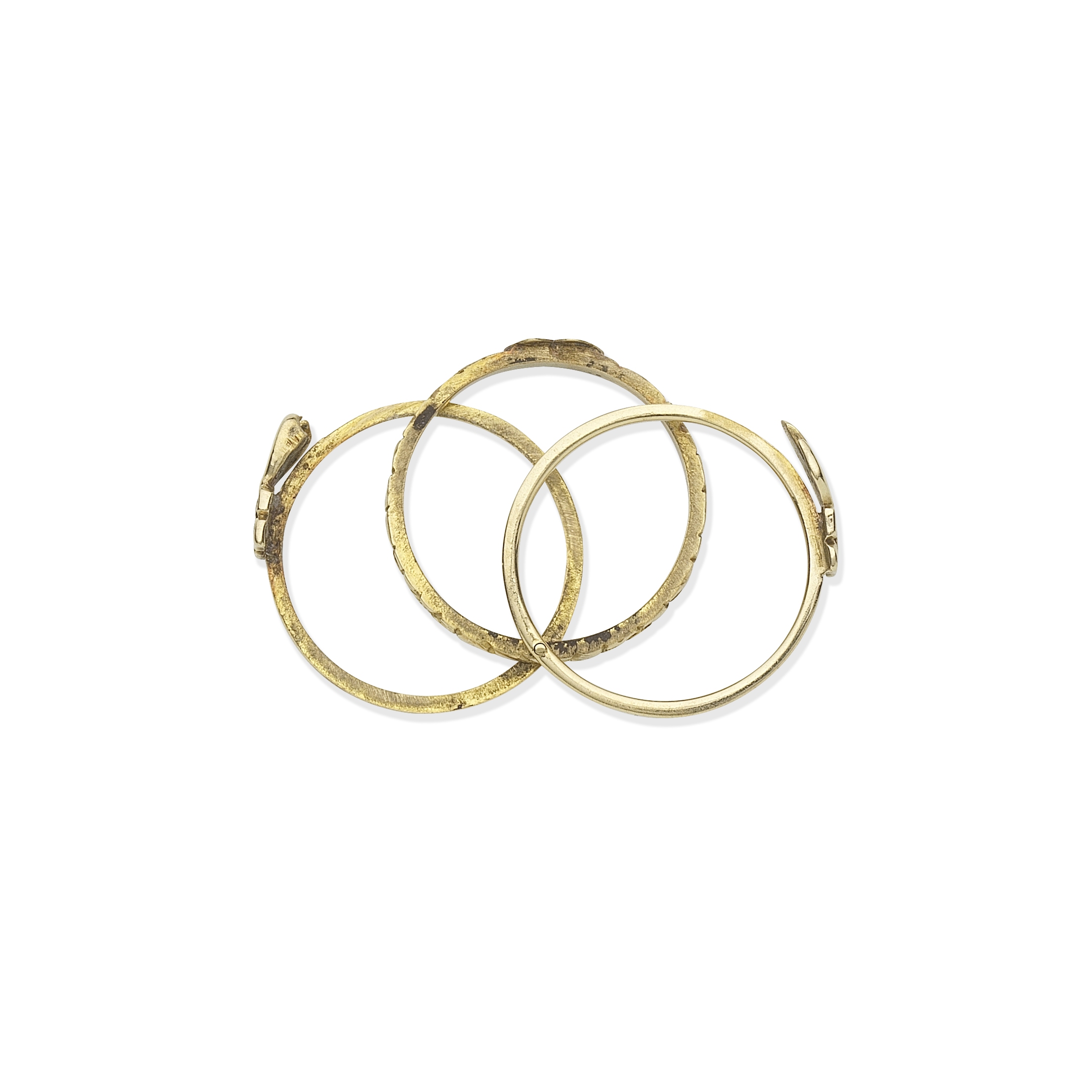 GOLD FEDE AND TRIPLE HOOP GIMMEL RING, 19TH CENTURY