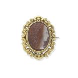 19TH CENTURY HARDSTONE CAMEO BROOCH/PENDANT, DATED 1870