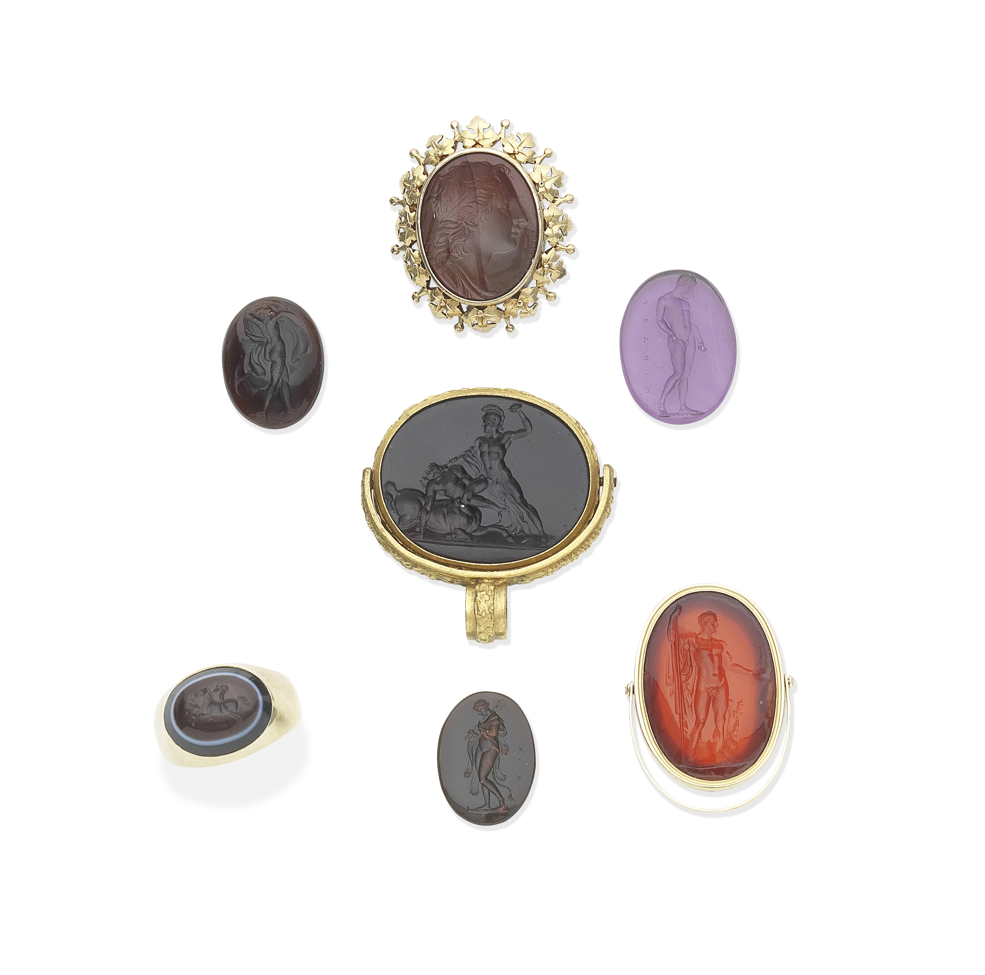 COLLECTION OF PASTE INTAGLIOS, 19TH CENTURY (7)