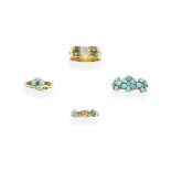 FOUR SENTIMENTAL TURQUOISE RINGS, CIRCA 1830 - LATE 19TH CENTURY (4)