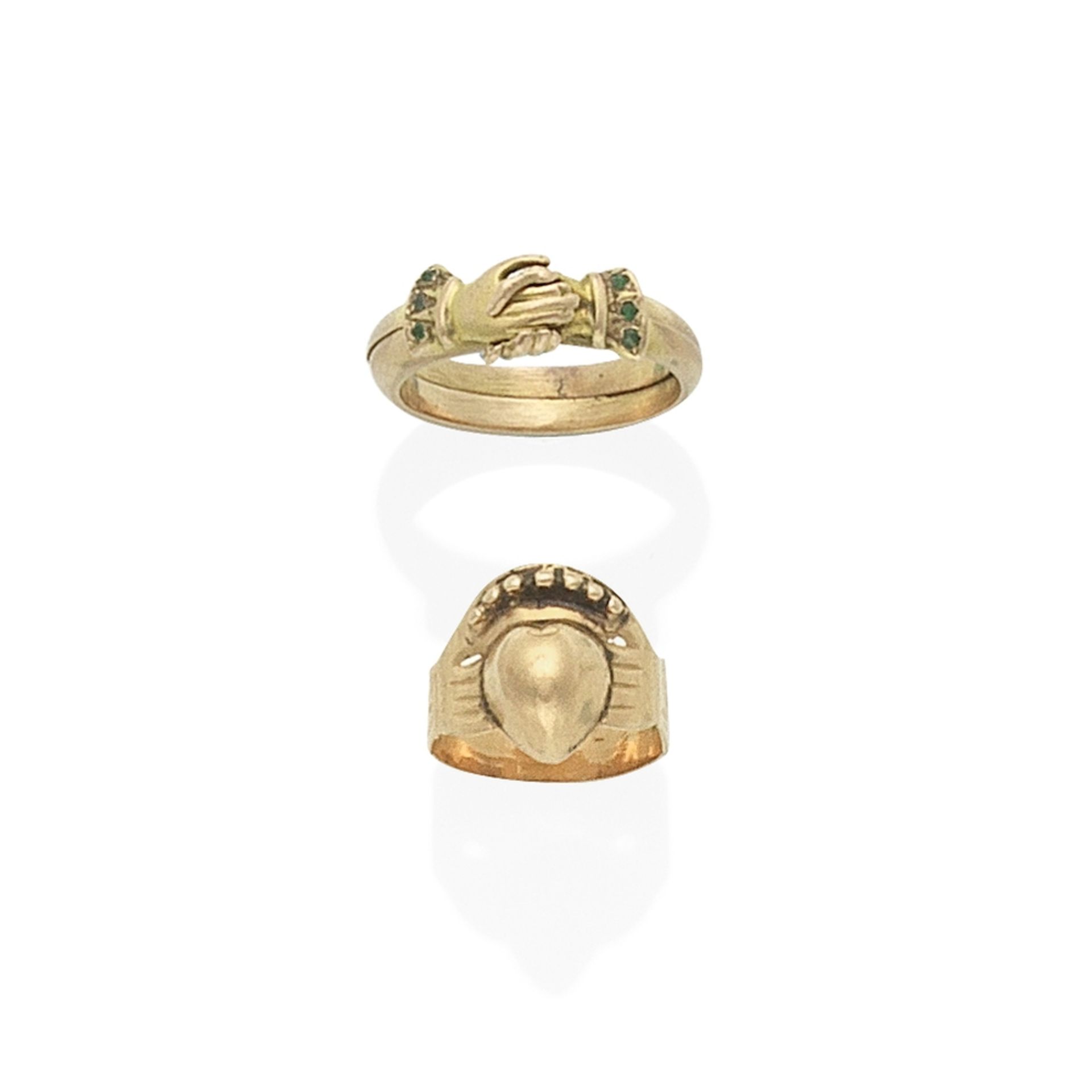 GOLD FEDE AND CLADDAGH RINGS, 19TH-20TH CENTURY (2)