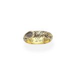 GOLD AND ENAMEL MEMORIAL RING, DATED 1718