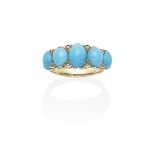 TURQUOISE AND DIAMOND FIVE-STONE RING, SECOND HALF OF 19TH CENTURY