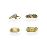 FOUR ANTIQUE RINGS, VARIOUS DATES