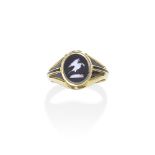 GOLD AND AGATE SEAL RING, DATED 1878