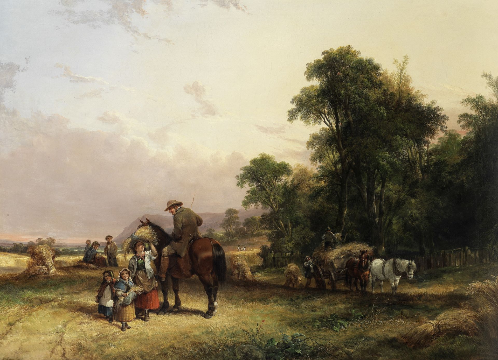 William Shayer, Snr. (British, 1787-1879) Bringing in the harvest