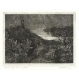 Samuel Palmer (British, 1805-1881) The Rising Moon, or An English Pastoral Etching, 1857, on chin...