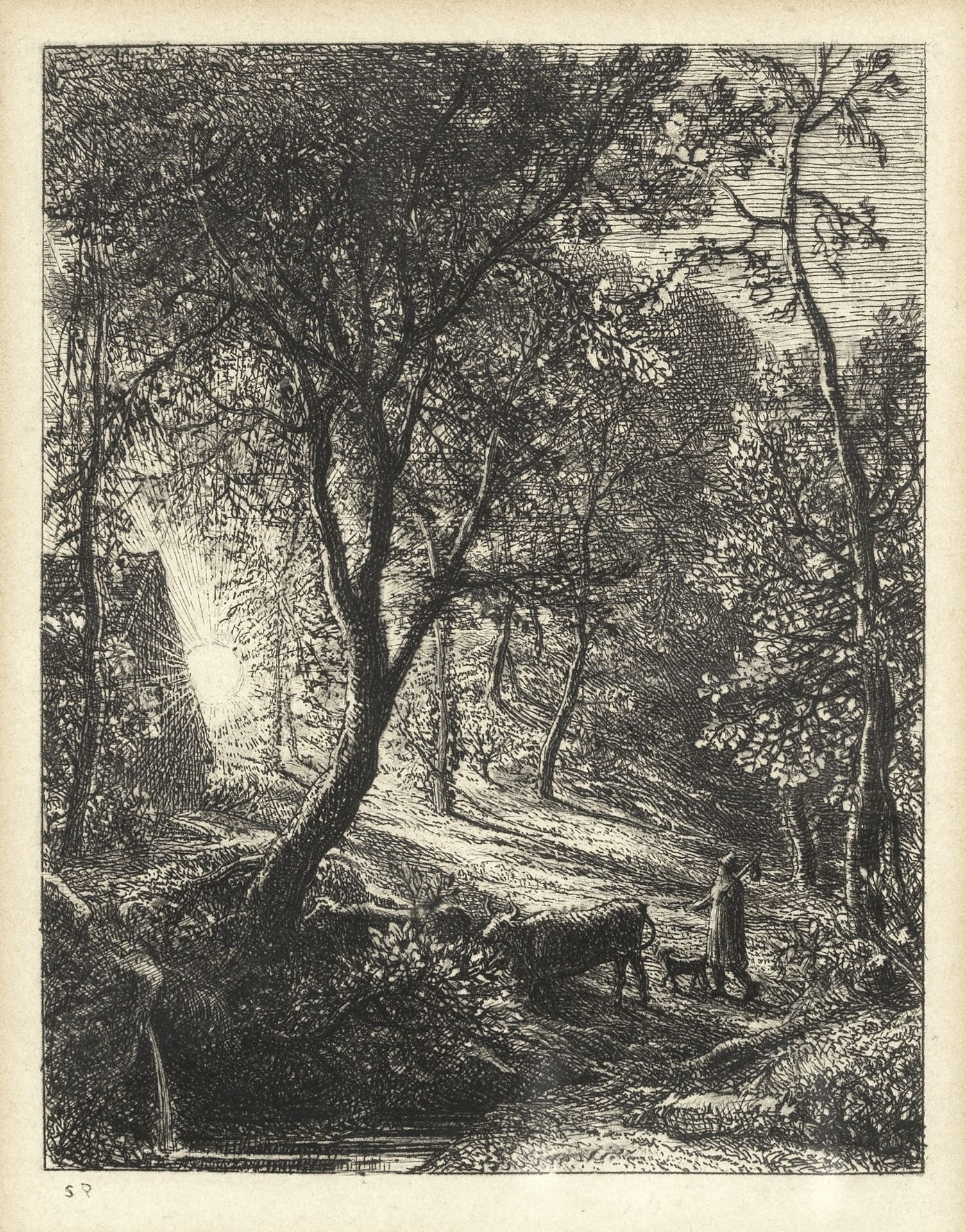 Samuel Palmer (British, 1805-1881) The Skylark Etching, 1850, on chine appliqu&#233;, the seventh...
