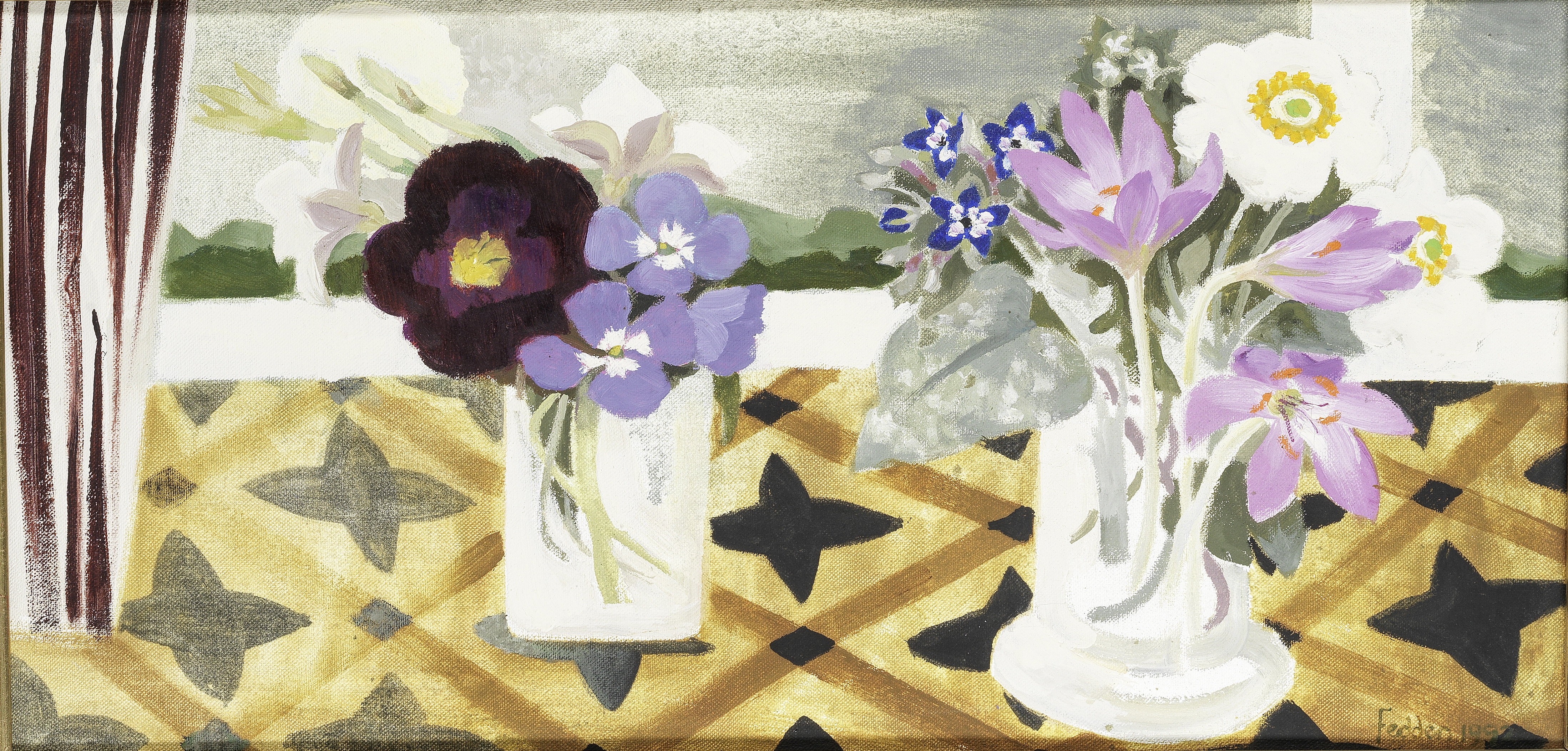 Mary Fedden R.A. (British, 1915-2012) Two Pots of Flowers