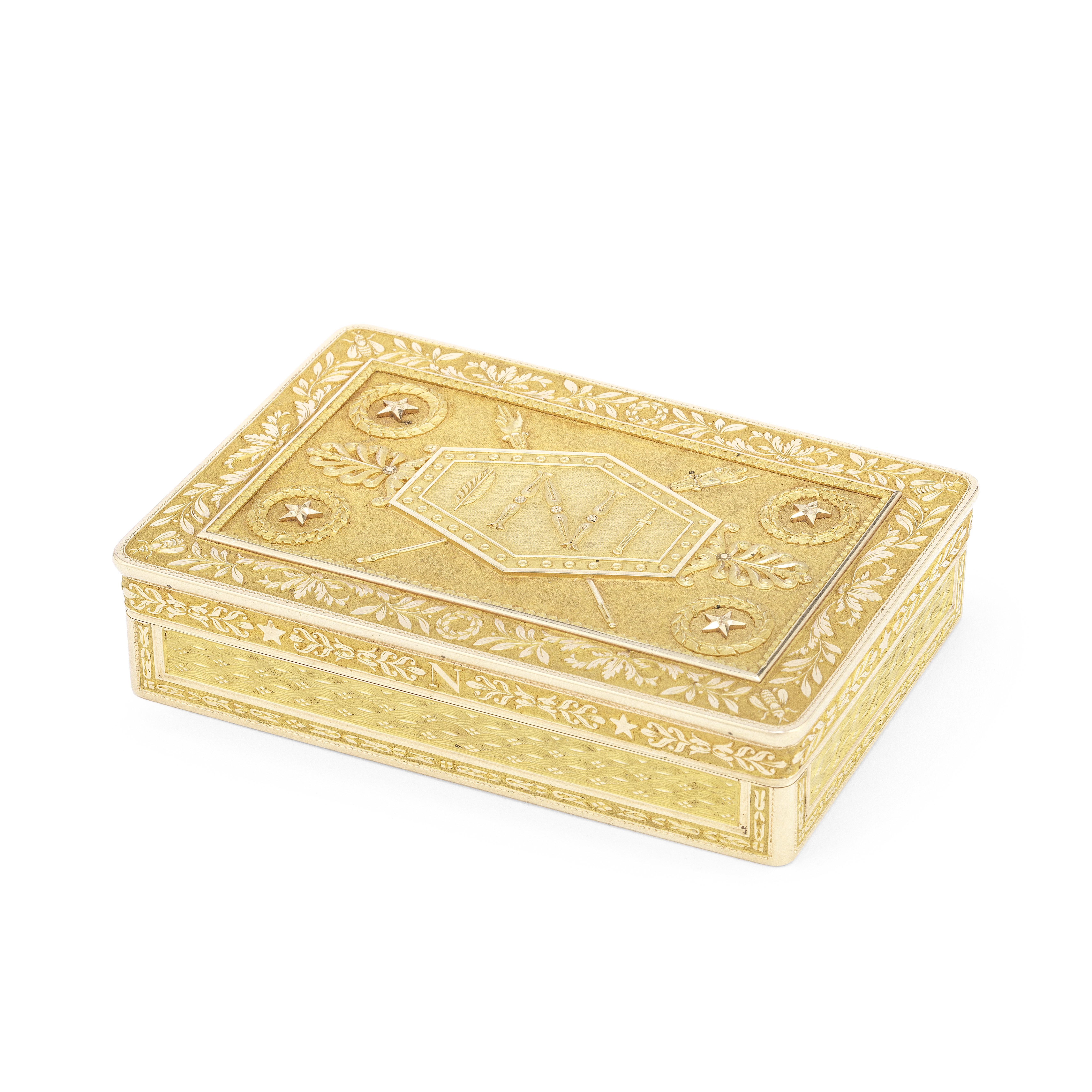 An important French Imperial gold snuff box with the cipher of Napoleon Bonaparte by L&#233;ger-F...