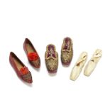 Three pairs of ladies slippers 19th century, French (one possibly Turkish/in the Turkish taste) (3)