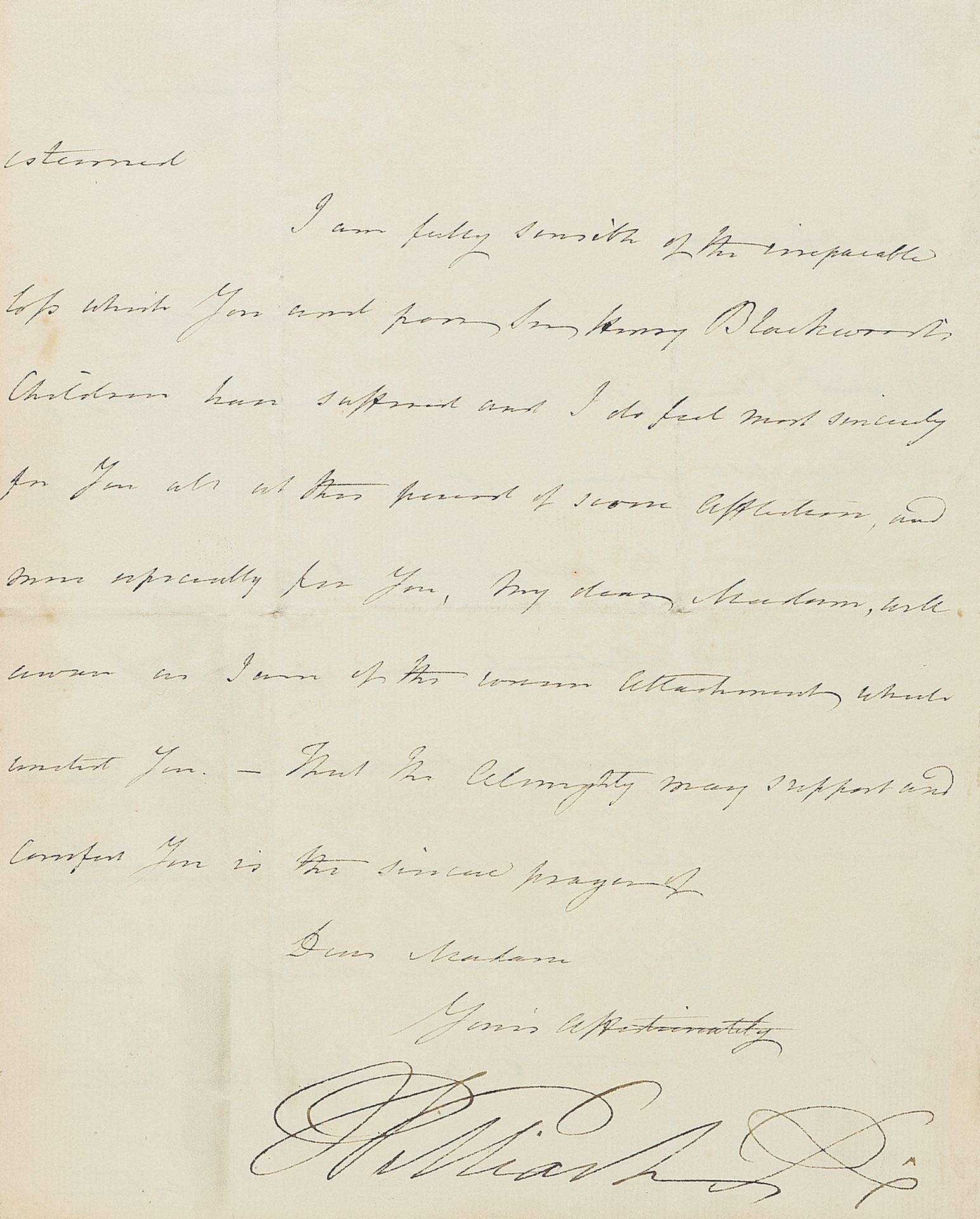 WILLIAM IV & NELSON Letter signed ('William R'), written as King, to the widow of the Hon Sir Hen...