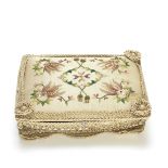 A Sewing Box with two beaded purses or money holders (3)