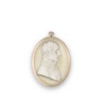 A small gold-mounted glass pendant with cristallo-ceramie portrait of Napoleon Bonaparte circa 18...