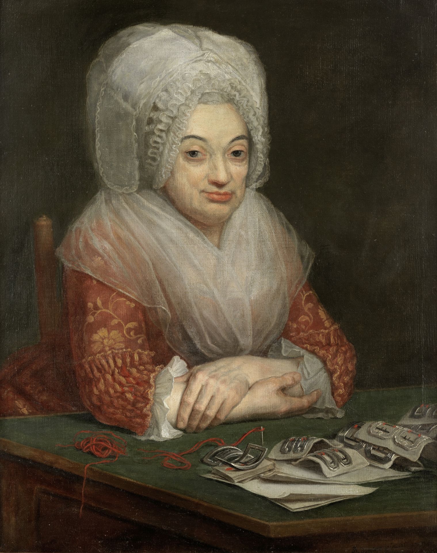 Guillaume Dominique Jacques Doncre (Zeggercappel 1743-1820 Arras) Portrait of a woman preparing s...
