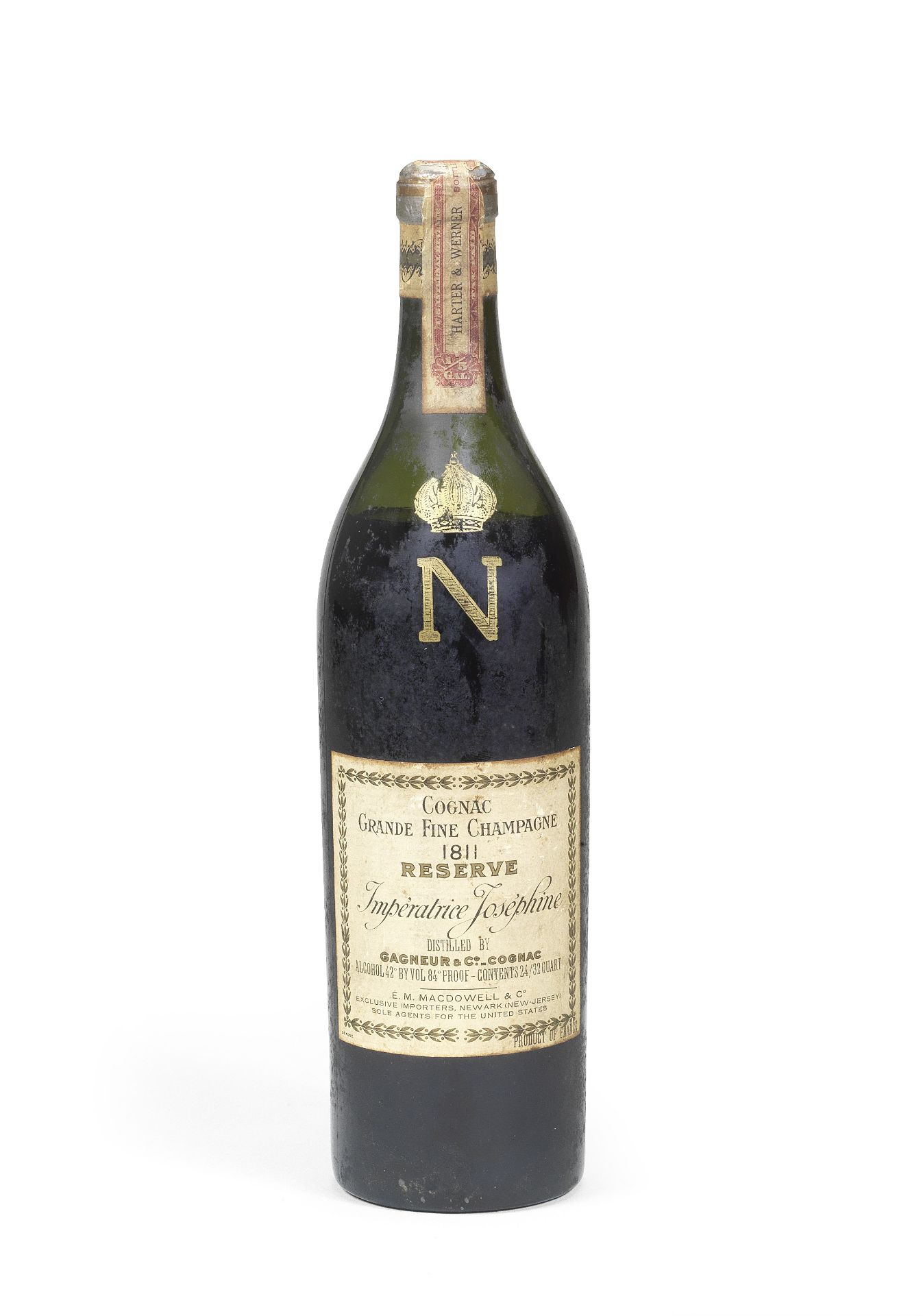 GAGNEUR & CO. 1811 GRANDE FINE CHAMPAGNE COGNAC RESERVE, IMPERATRICE JOSEPHINE, Distilled 1811, b...