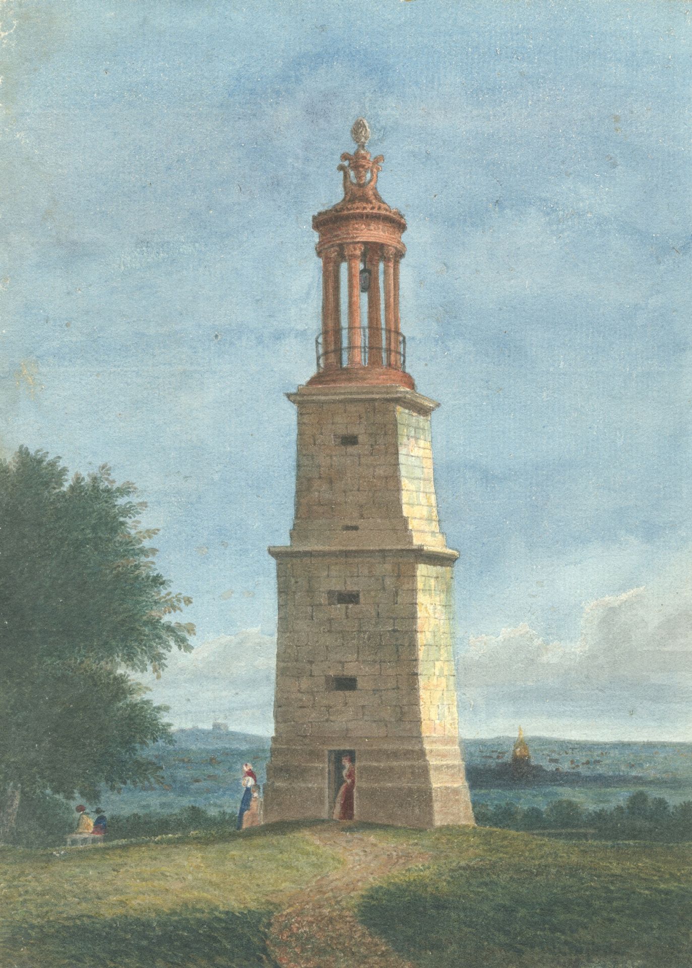 French school, early 19th century The Lantern of Demosthenes and the Obelisk in the park of Saint...