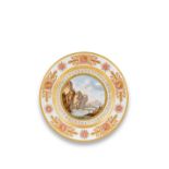 A S&#232;vres dessert plate from the service with 'vues de Suisse' given by Napoleon to his steps...