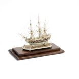 A finely detailed prisoner-of-war bone model of a first class ship of the line, French, early 19t...