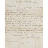 NELSON (HORATIO) Autograph letter signed ('Nelson & Bronte') to Mr Fellowes, earnestly promising ...