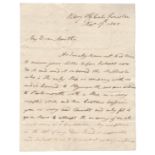 HARDY (VICE-ADMIRAL SIR THOMAS MASTERMAN) Autograph letter signed ('T.M. Hardy') to his sister ('...