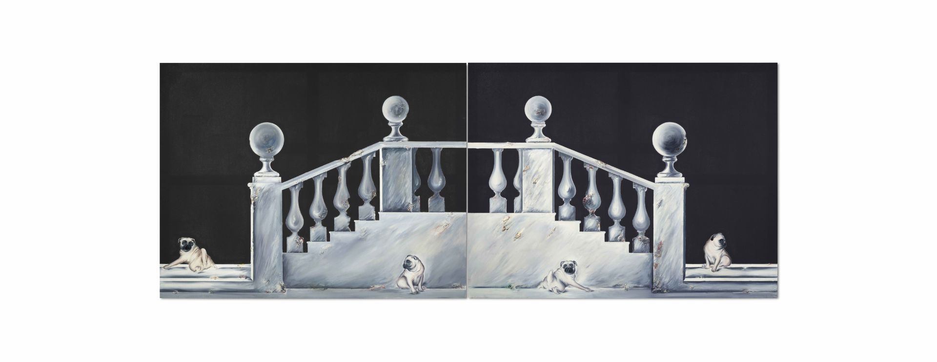 R&#233;gis Deparis (1948-2013) Chien sous l'escalier (diptyque)