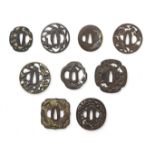 Nine tsuba (sword guards) Edo period (1615-1868), 18th to 19th century (9)