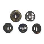 Five tsuba (sword guards) Edo period (1615-1868), 18th to 19th century (5)