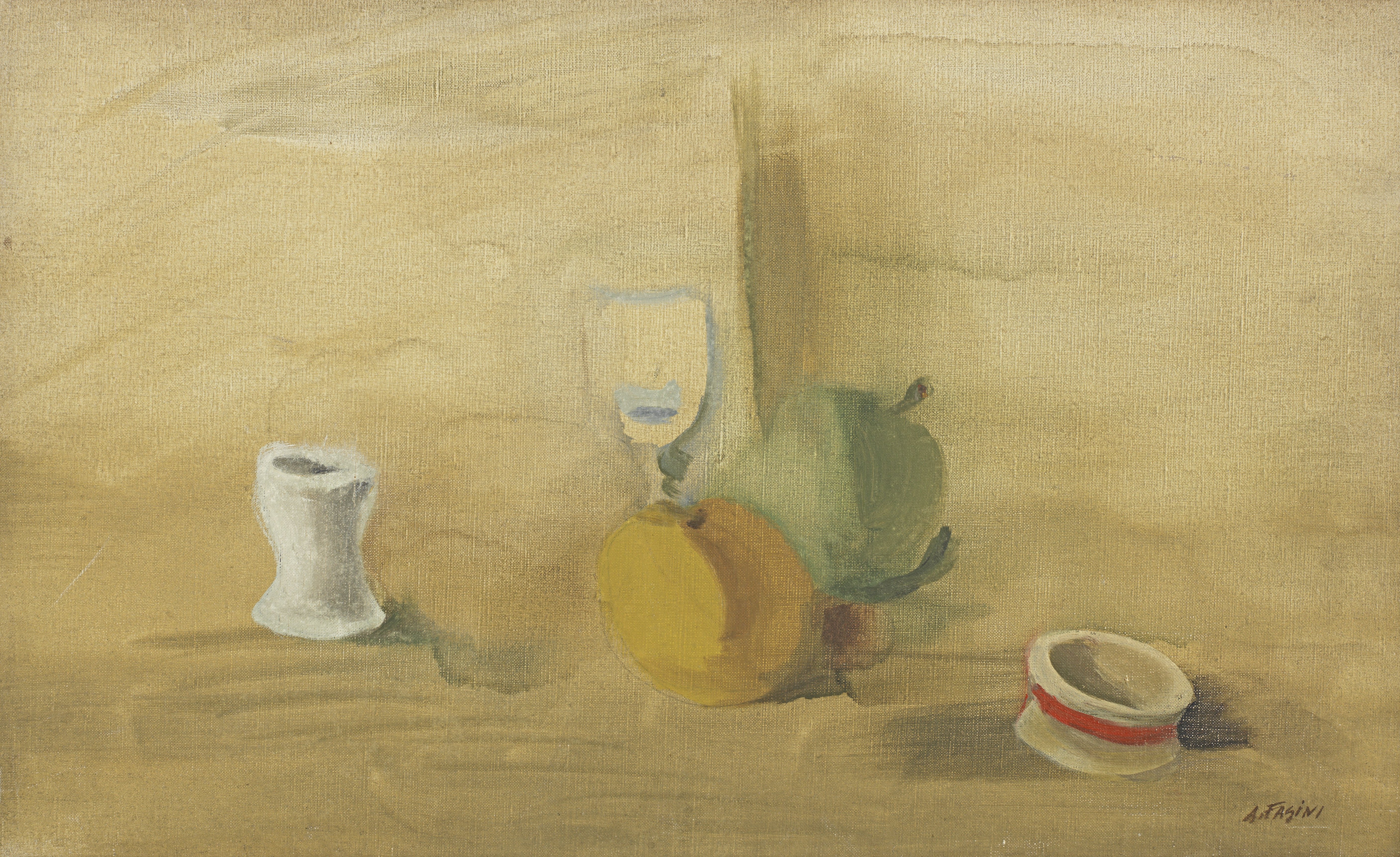 Alexandre Fasini (Ukrainian, 1892-1942) Still life of fruit, glass and egg cup