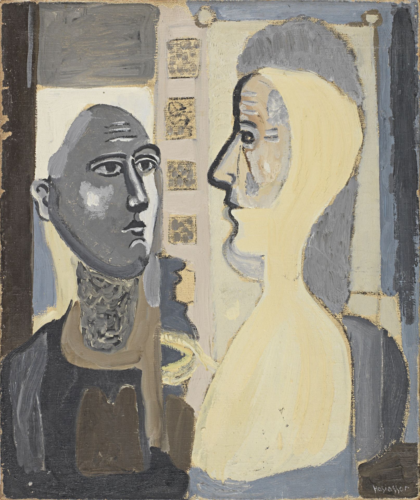 Philippe Hosiassion (Russian/French, 1898-1978) Couple unframed